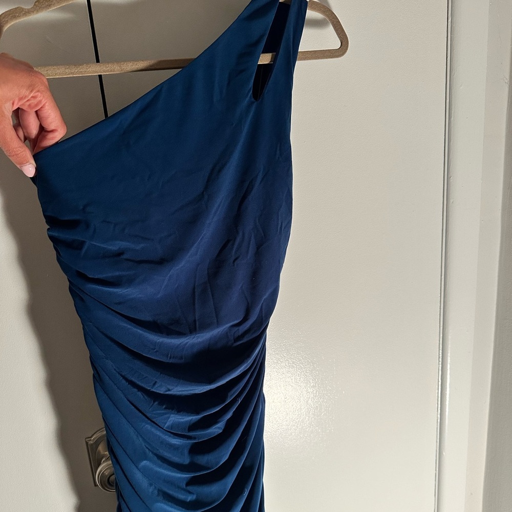 Mini Peacock Blue One Shoulder Dress